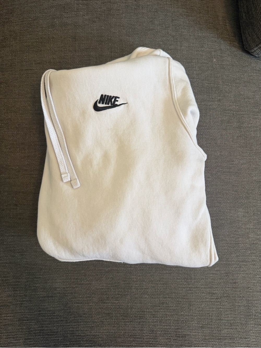 Nike White Men’s Pullover Hoodie with Black Swoosh - Picture 3 of 4